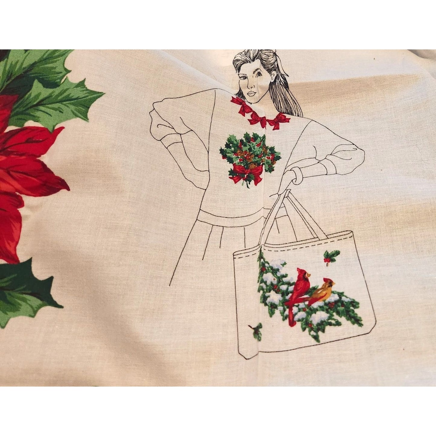 Craft Kit  Christmas Greenery Wearable Art Flowers Birds Ribbon Bows 46" x 36"