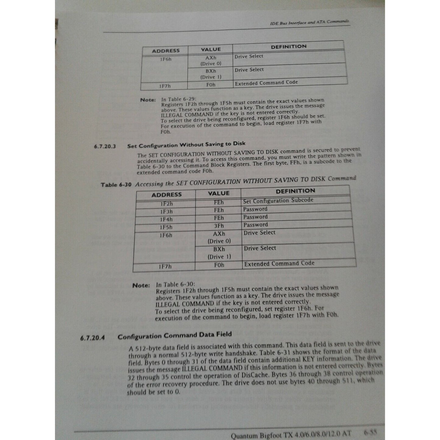 Manual Quantum Bigfoot TX 4.0 / 6.0 / 8.0 / 12.0 GB AT High Capacity Disk Drives