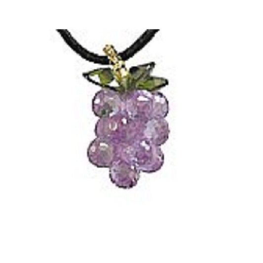 Necklace Cubic Zirconium Grape Pendant 16" Leather cord 1" long Lt Purple Color
