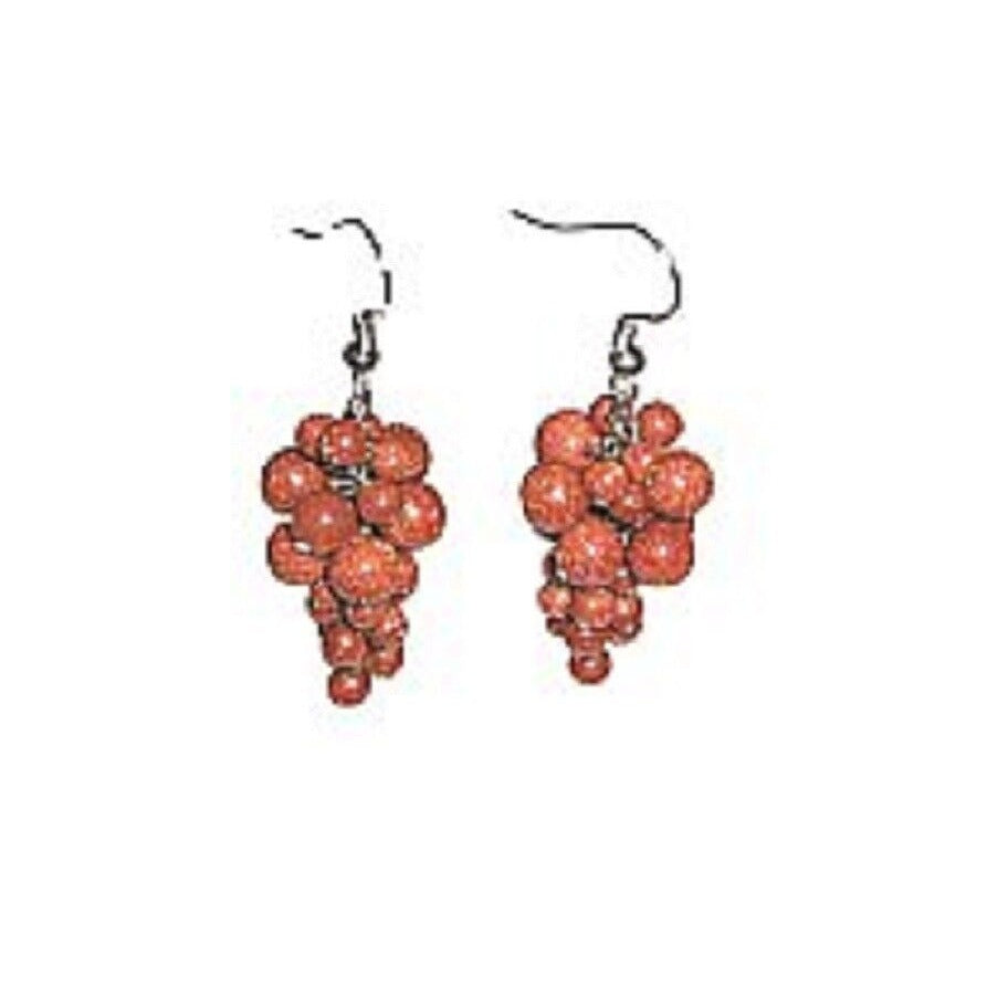 Earrings Goldstone Grape Cluster shaped earrings 2" long Sterling Hook