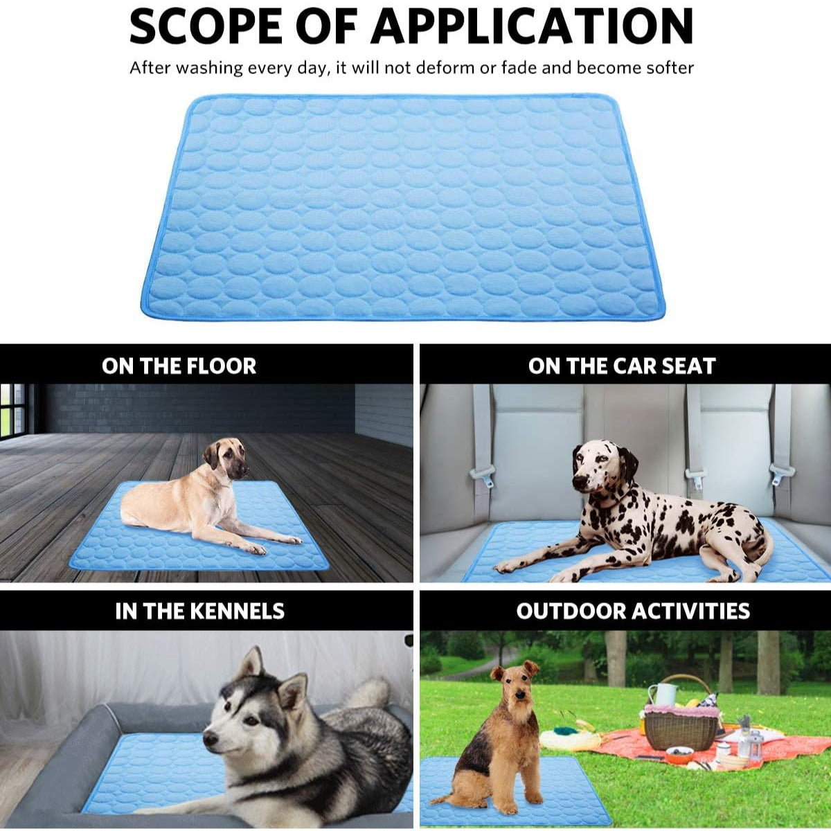 Dog Cooling Mat Pet Cooling Pads Dogs & Cats Pet Cooling Blanket for Outdoor Car Seats Beds 22IN x 28IN