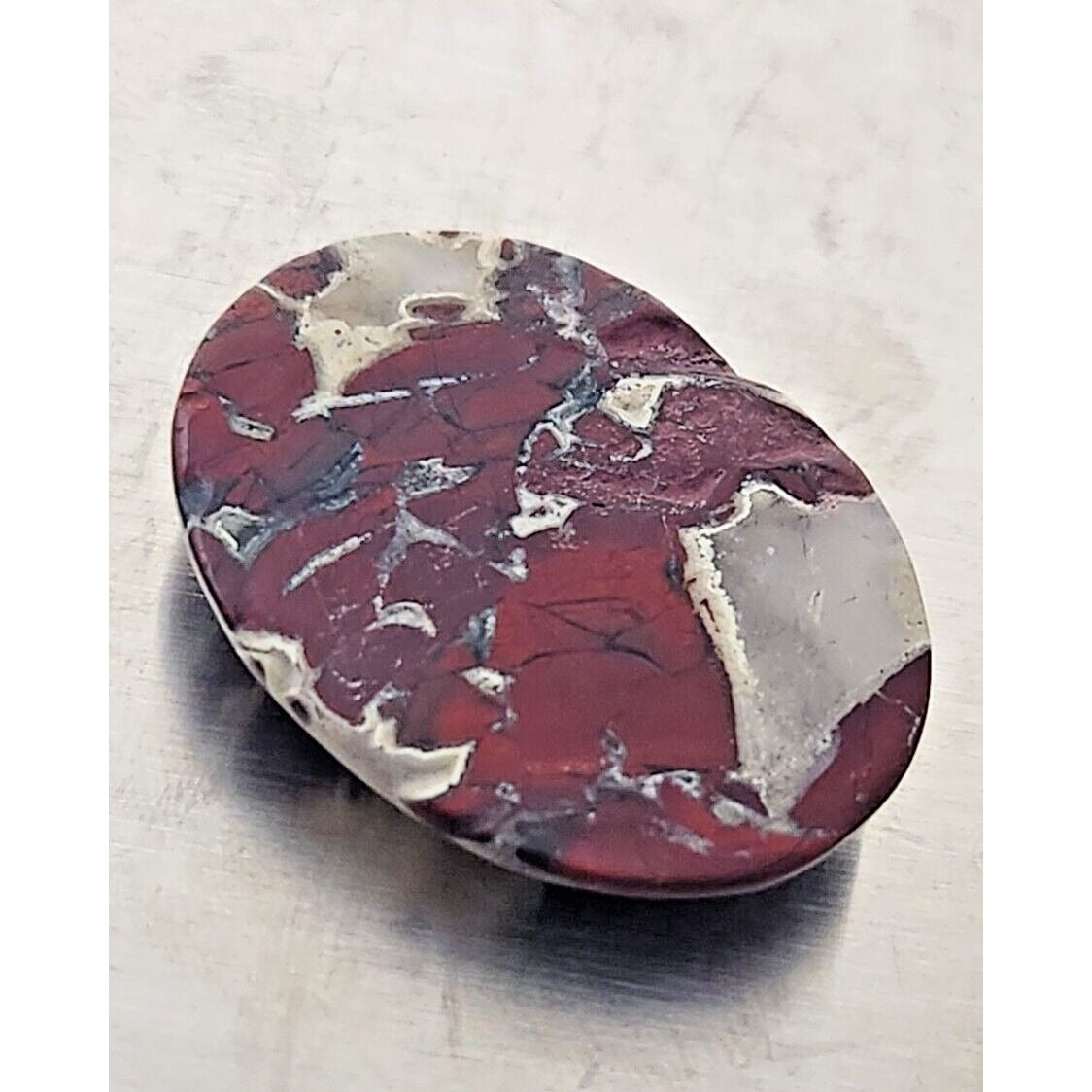 Gemstones Loose Red Brecciated Agate Cabochon 7.4 gr Pendant Size 14 mm x 30 mm