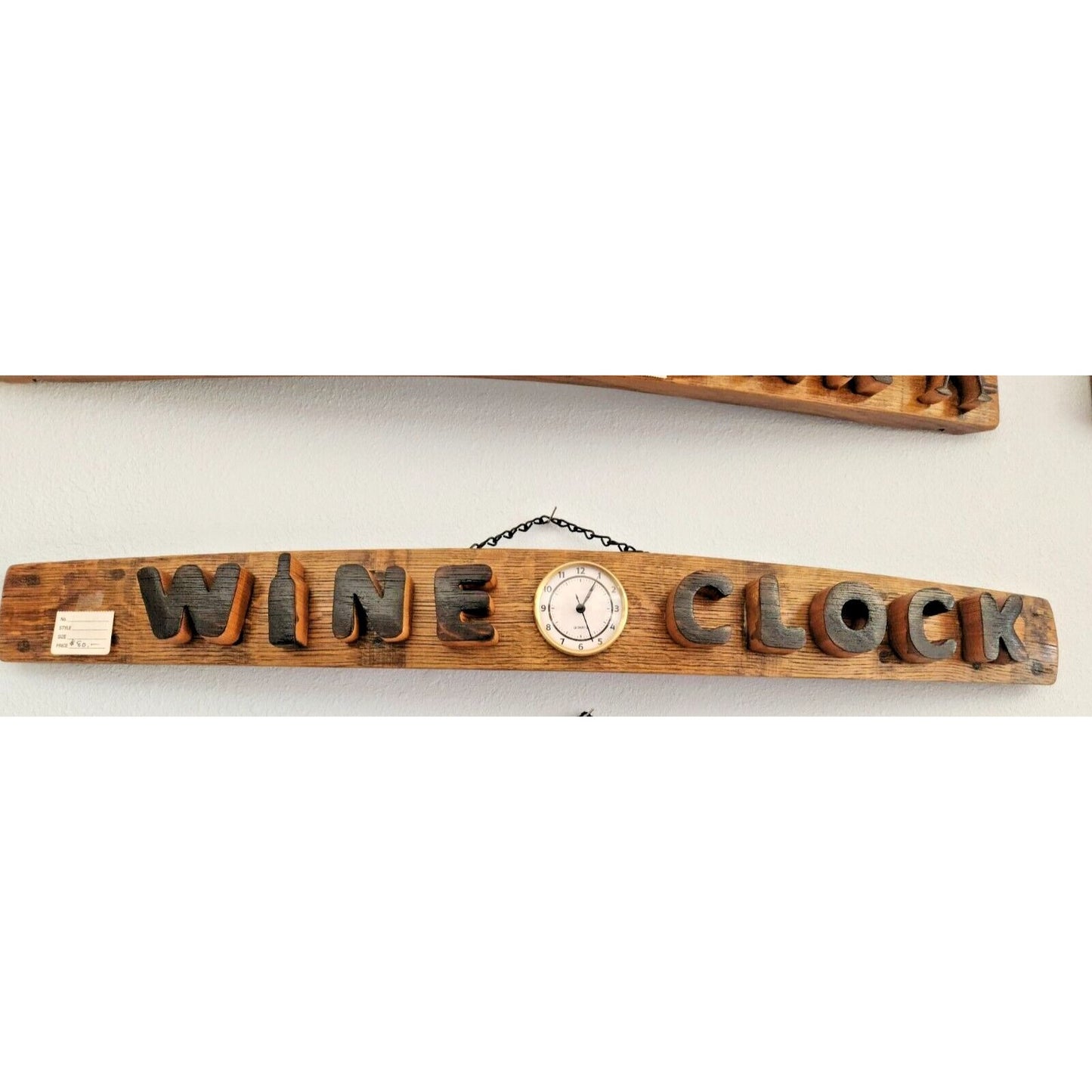 Wood Sign Wine Stave says  " Wine O Clock  "  Clock in the middle Cut from Stave