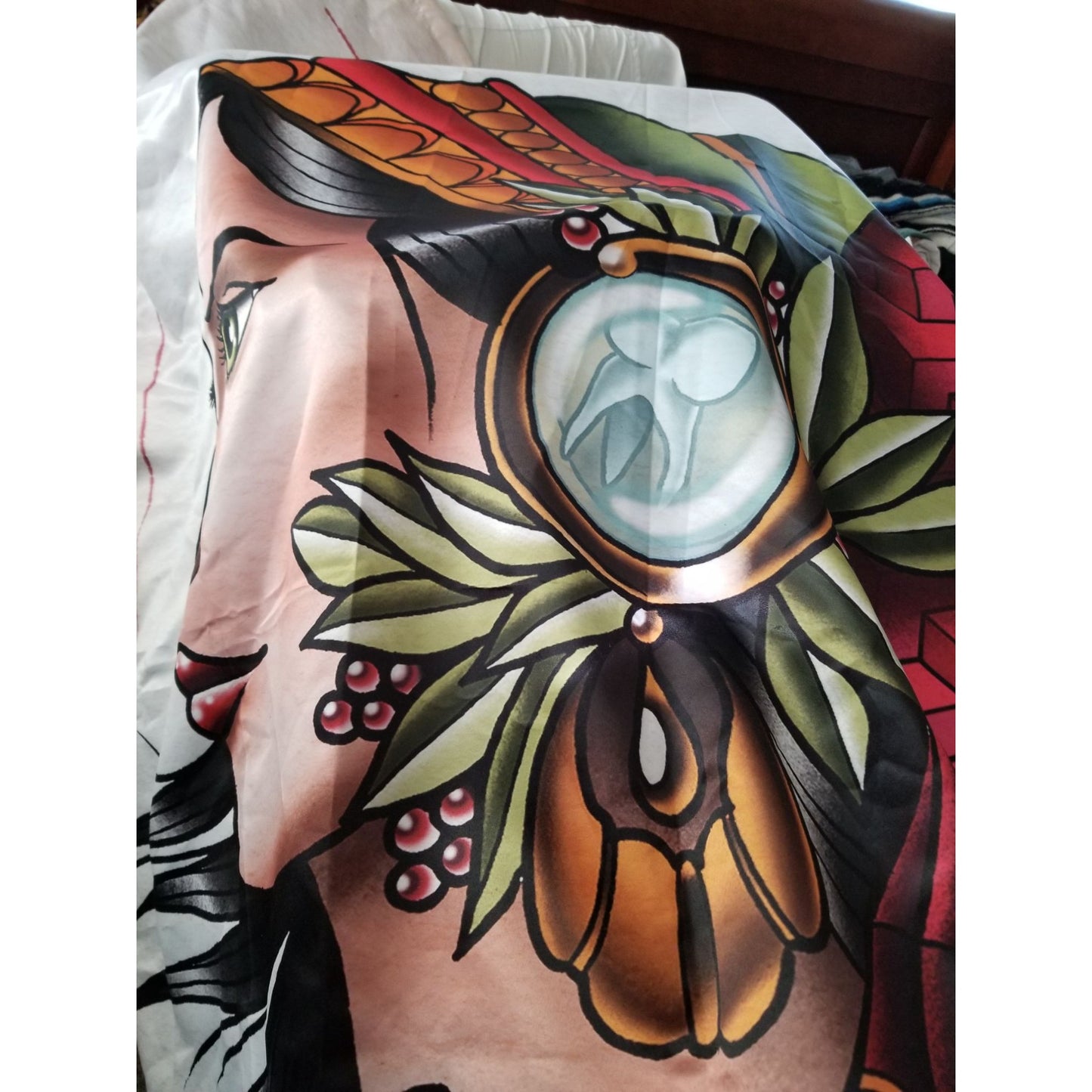 Ambesonne Trippy Art Tapestry, Deck Card Games Female Lady with Feather on Head Boho Graphic, Wall Hanging for Bedroom Living Room Dorm Deco