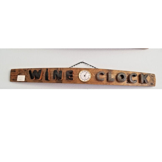 Wood Sign Wine Stave says  " Wine O Clock  "  Clock in the middle Cut from Stave