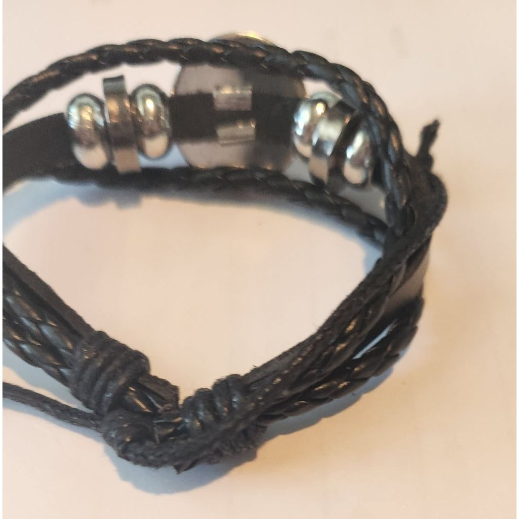 6 pcs Slayer Leather Braided Bracelet Anime Wristband Cosplay Jewelry Glass Gemstone Gifts Slider Adjustable