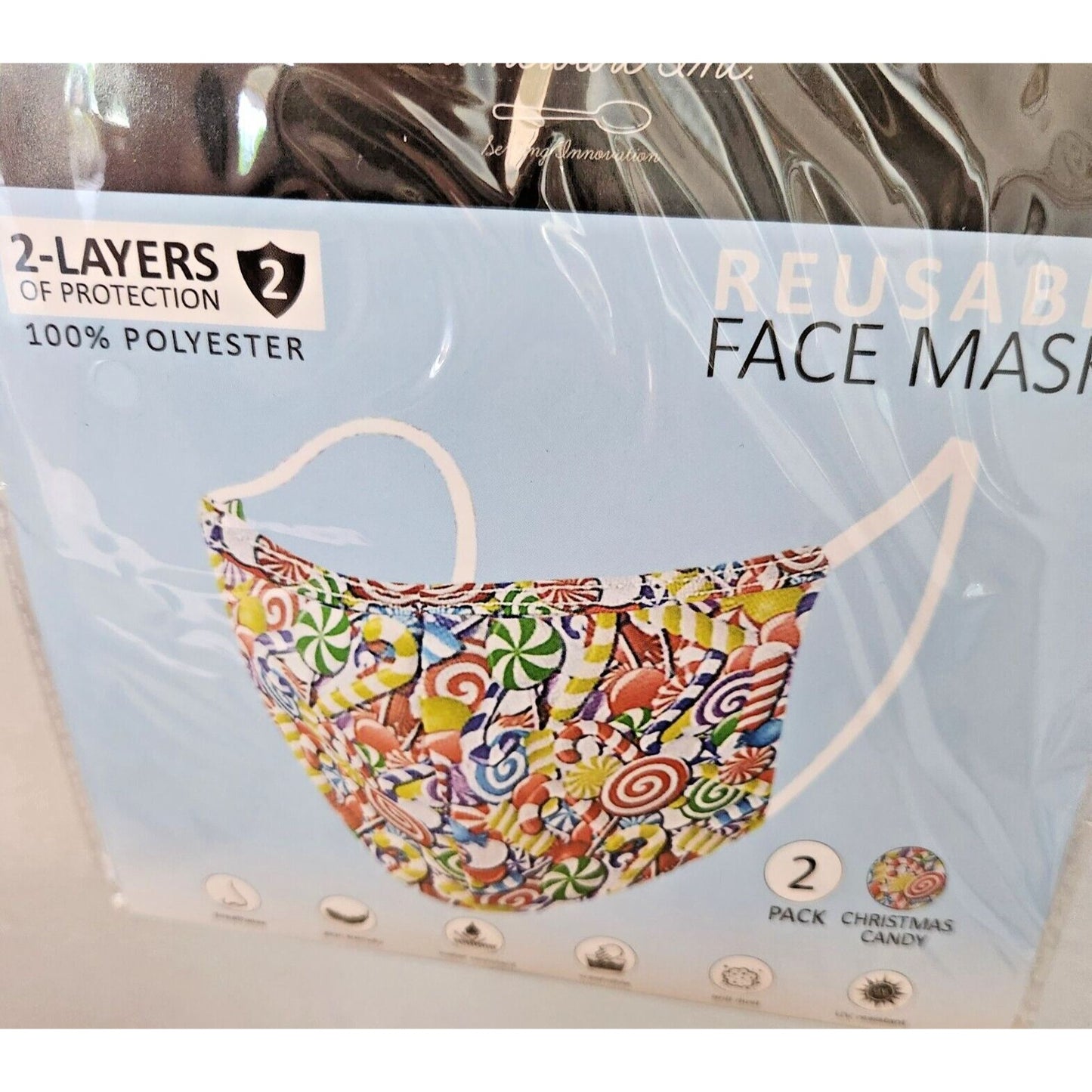 Primeware Mask Color Candy Design Adult 2 pack 2 layers 100 % Polyester Washable
