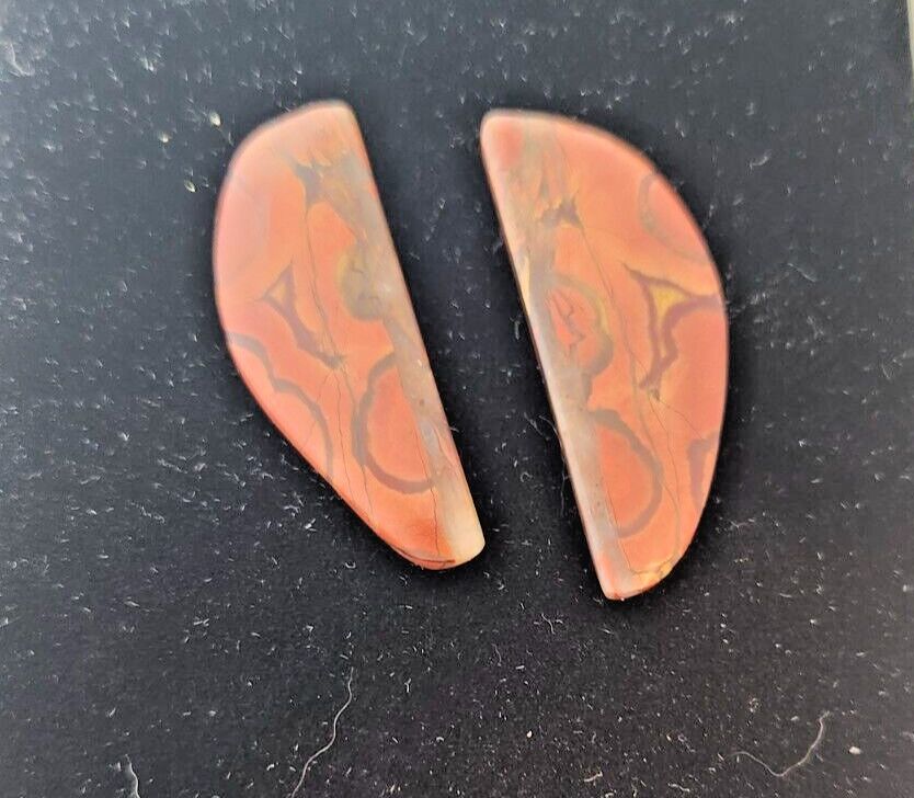 Gemstones Matched Pair Poppy Jasper 10 gr Earrings 50 ct Size 40mm x 10 mm