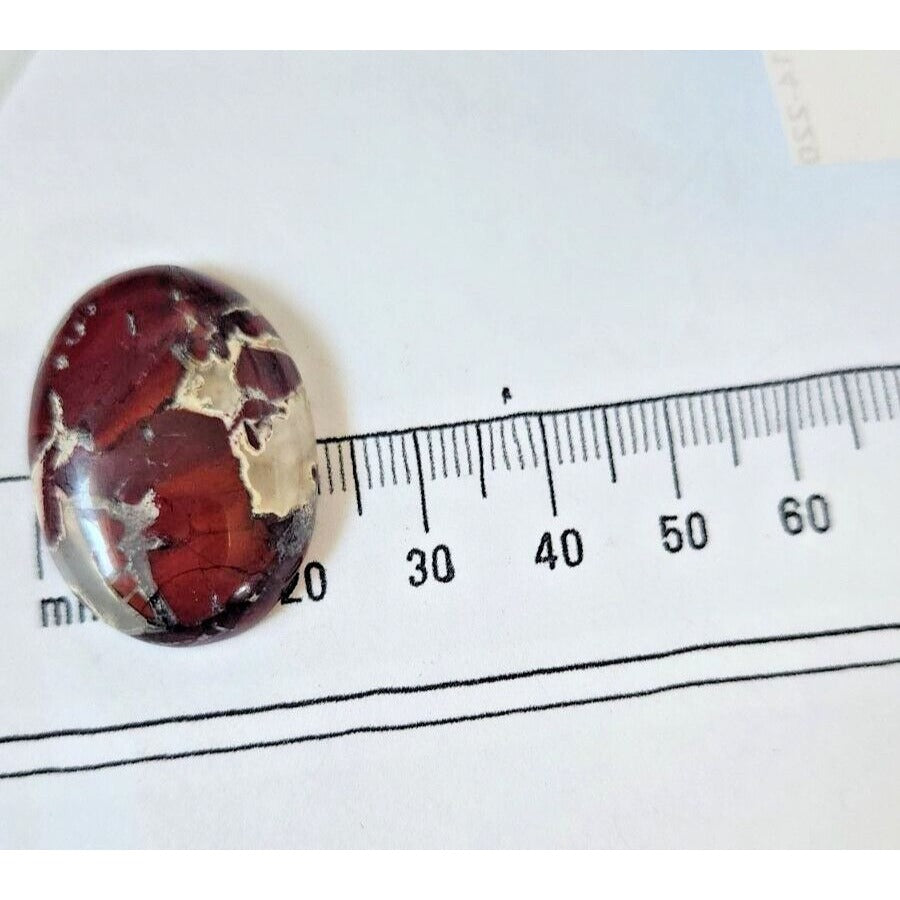 Gemstones Loose Red Brecciated Agate Cabochon 7.4 gr Pendant Size 14 mm x 30 mm