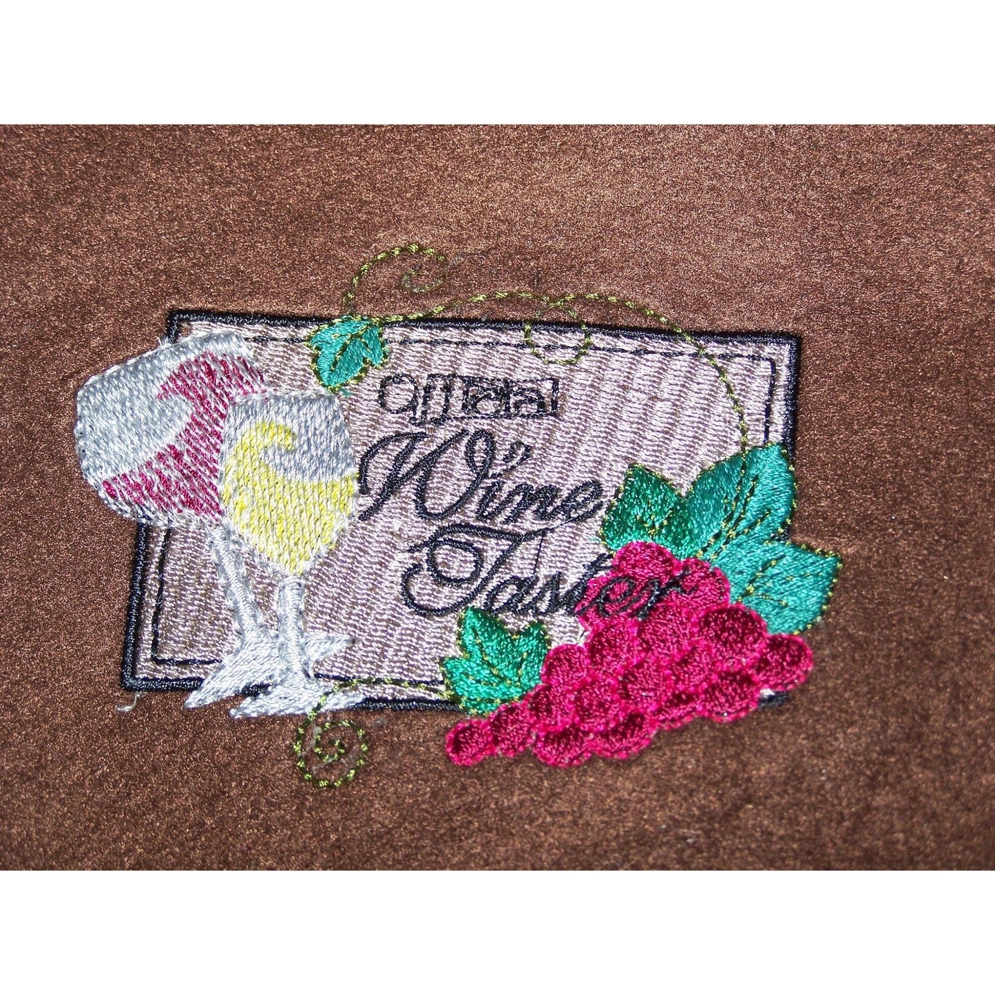 Embroidered Blanket Brown  48" x 66" Fleece Wine Bottles Signs 4 Corners