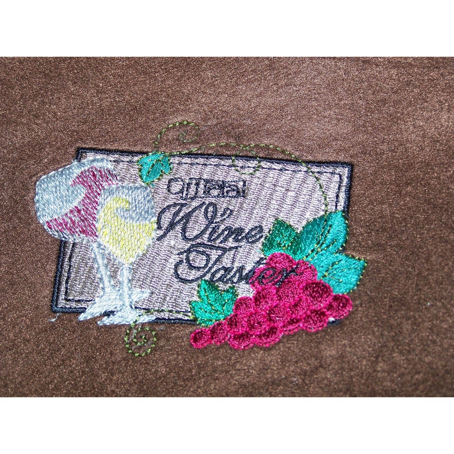 Embroidered Blanket Brown  48" x 66" Fleece Wine Bottles Signs 4 Corners