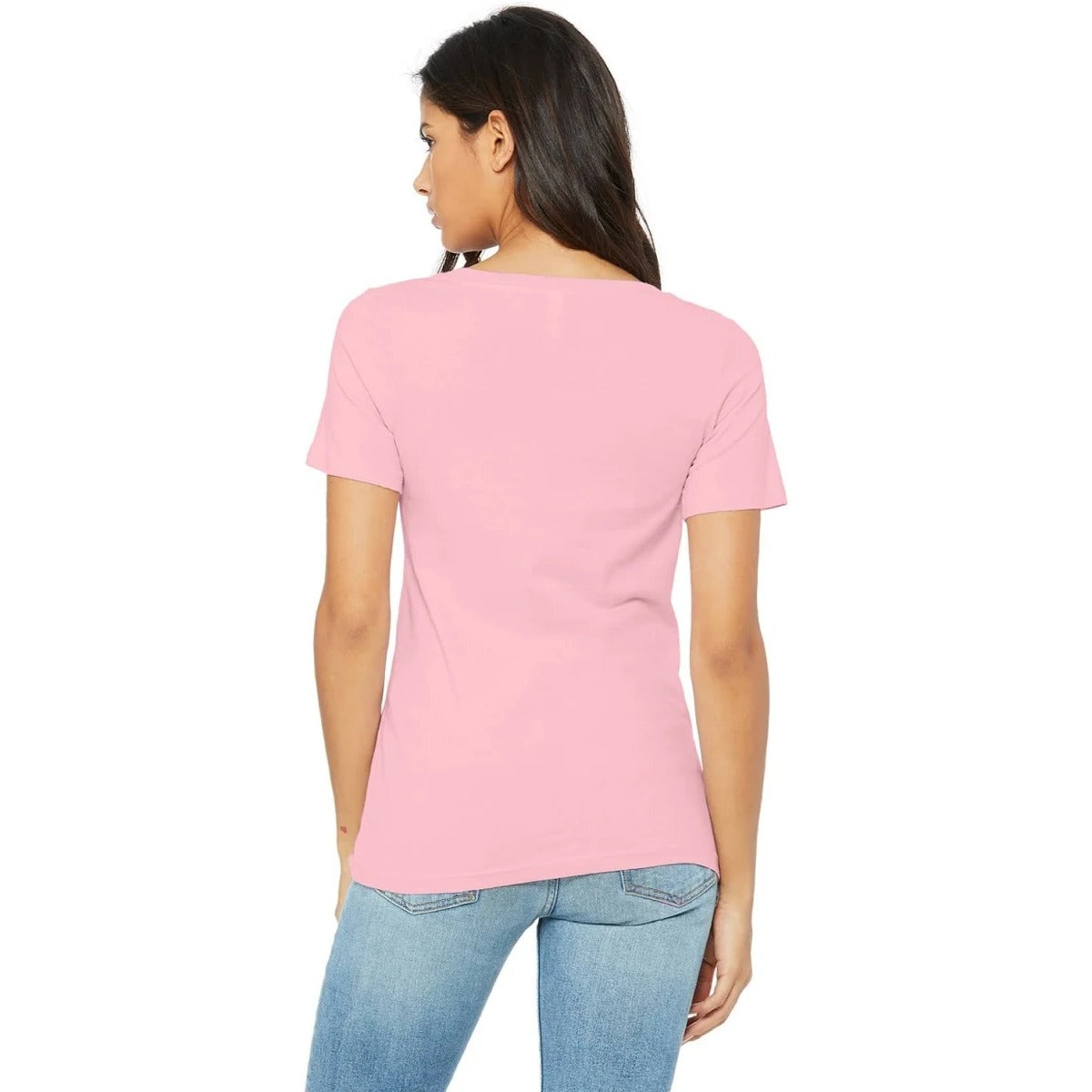 T-Shirt  Pink V-Neck Bella100% Cotton  Size  Medium Comfort Fit