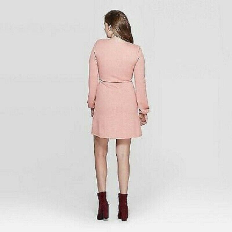 Dress Women's Xhilaration Size S Pink  Long Sleeve Square Neck Sweater Mini