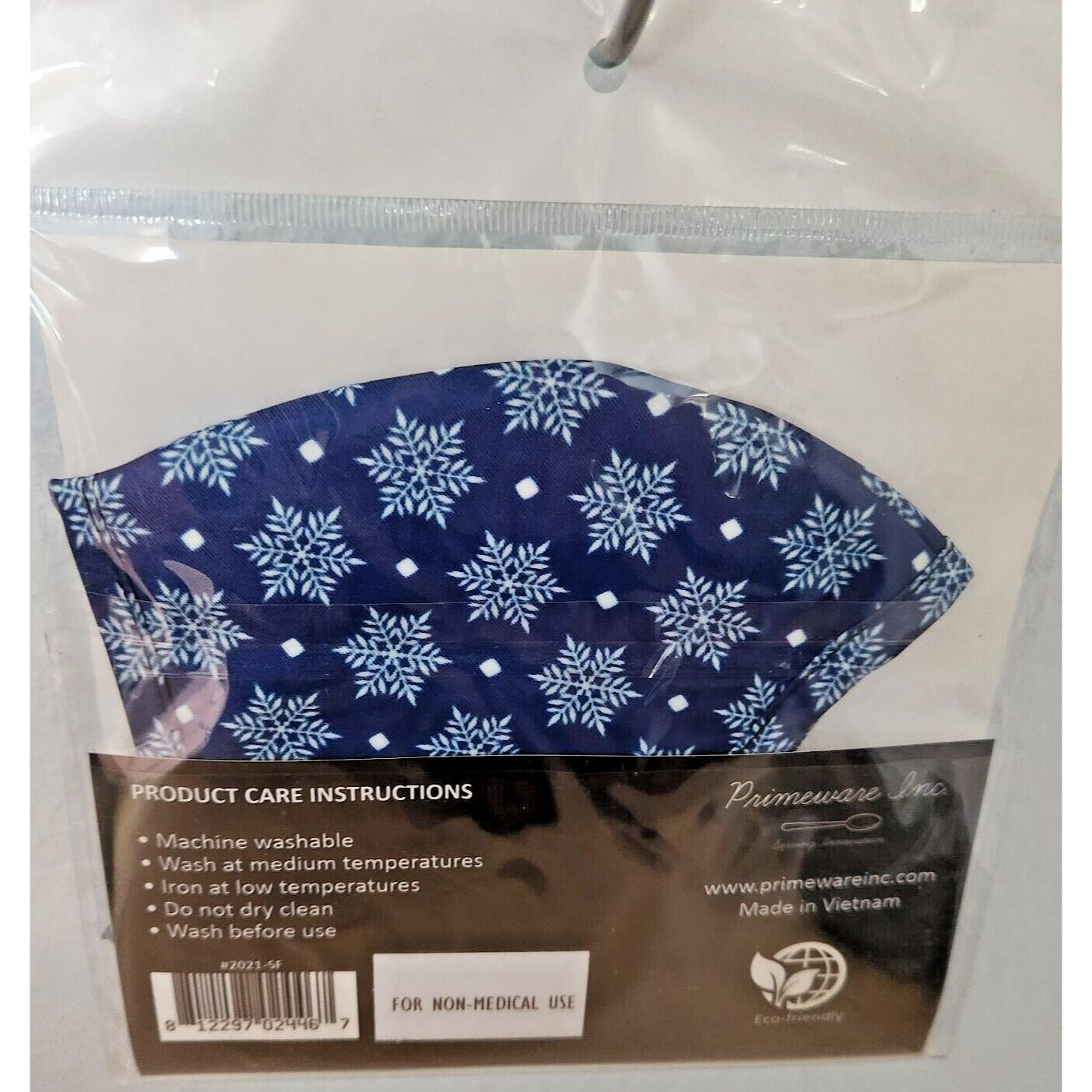 Primeware Mask Snowflakes Design Adult 2 pack 2 layers 100 % Polyester Washable