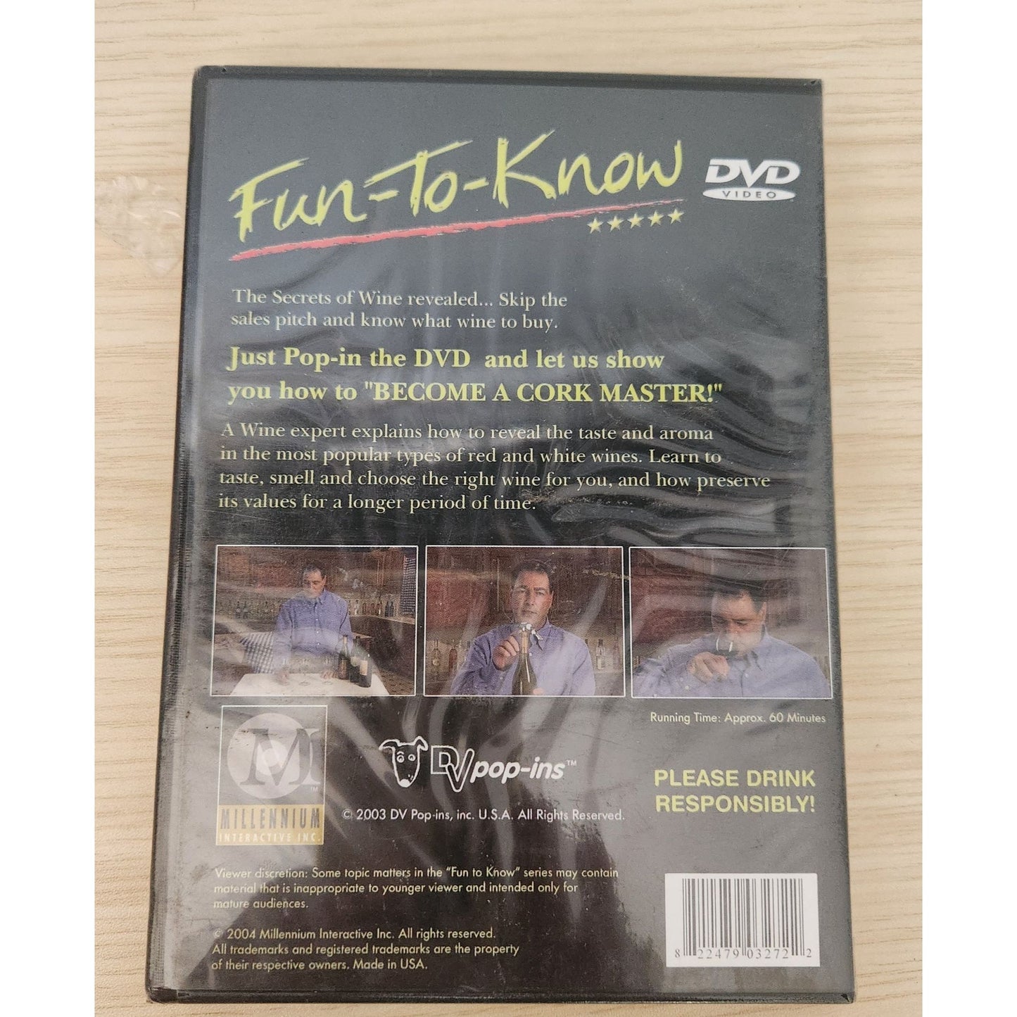 DVD Fun To Know The Secrets of Wine 2003 Become a Cork Master Sealed DV Popins