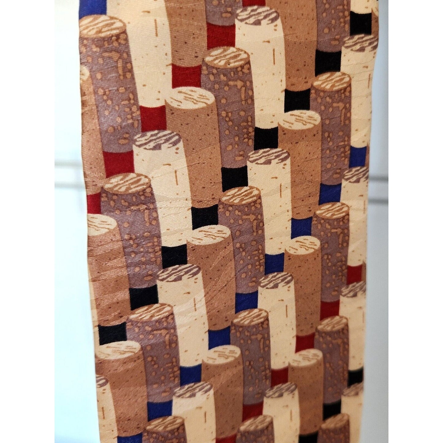 Silk Tie Brand Di Cravatte Stacked Wine Corks Tiles 56" x 4"  100% Silk