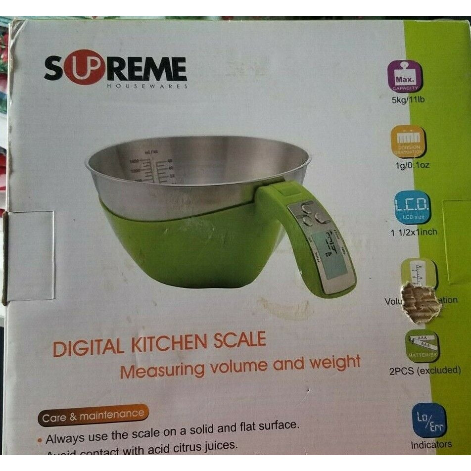 Supreme Housewares Electronic Digital Kitchen Scale Green