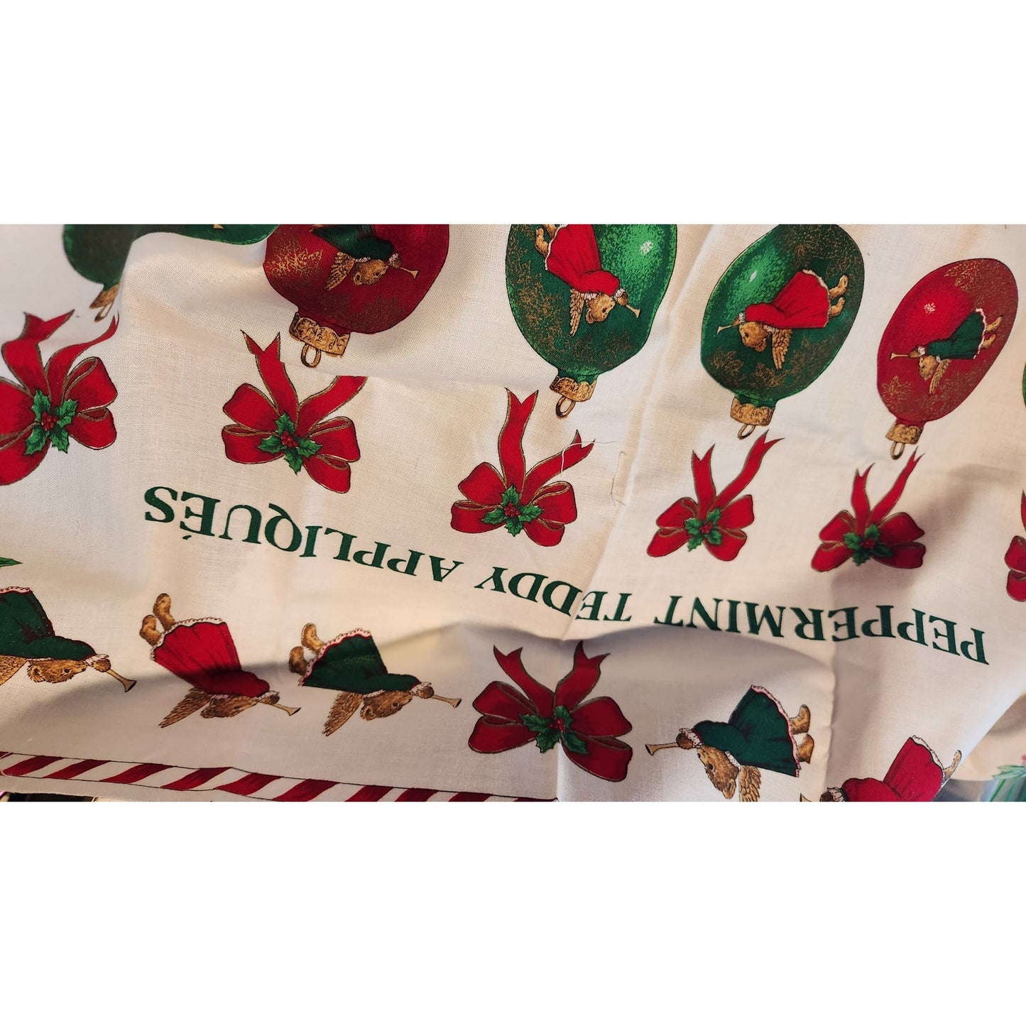 Craft Kit Peppermint Teddy Bear Applique  45" x 36"  Angels Teddy Bears Ornaments Bows