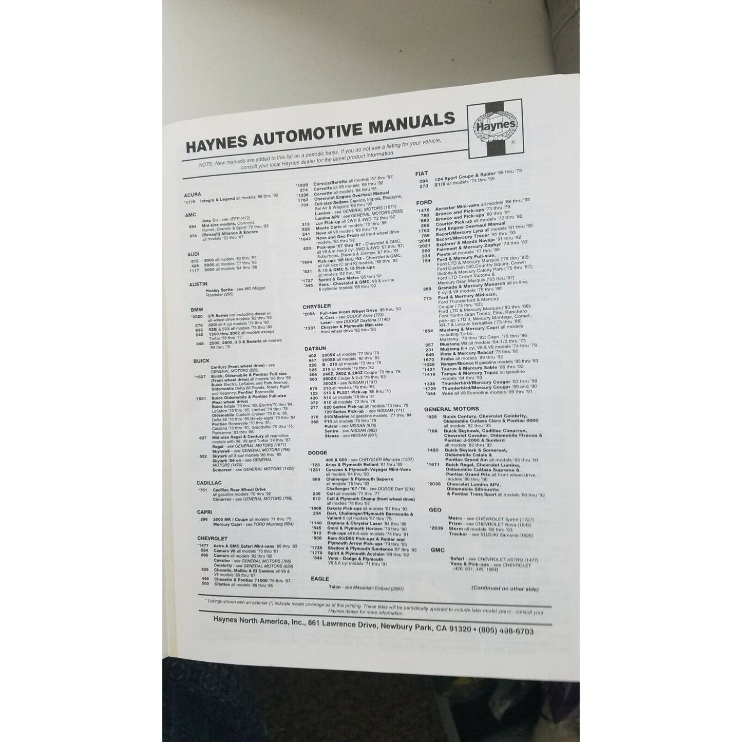 1976 - 1983  Haynes Honda Accord All Models Automotive Repair Manual