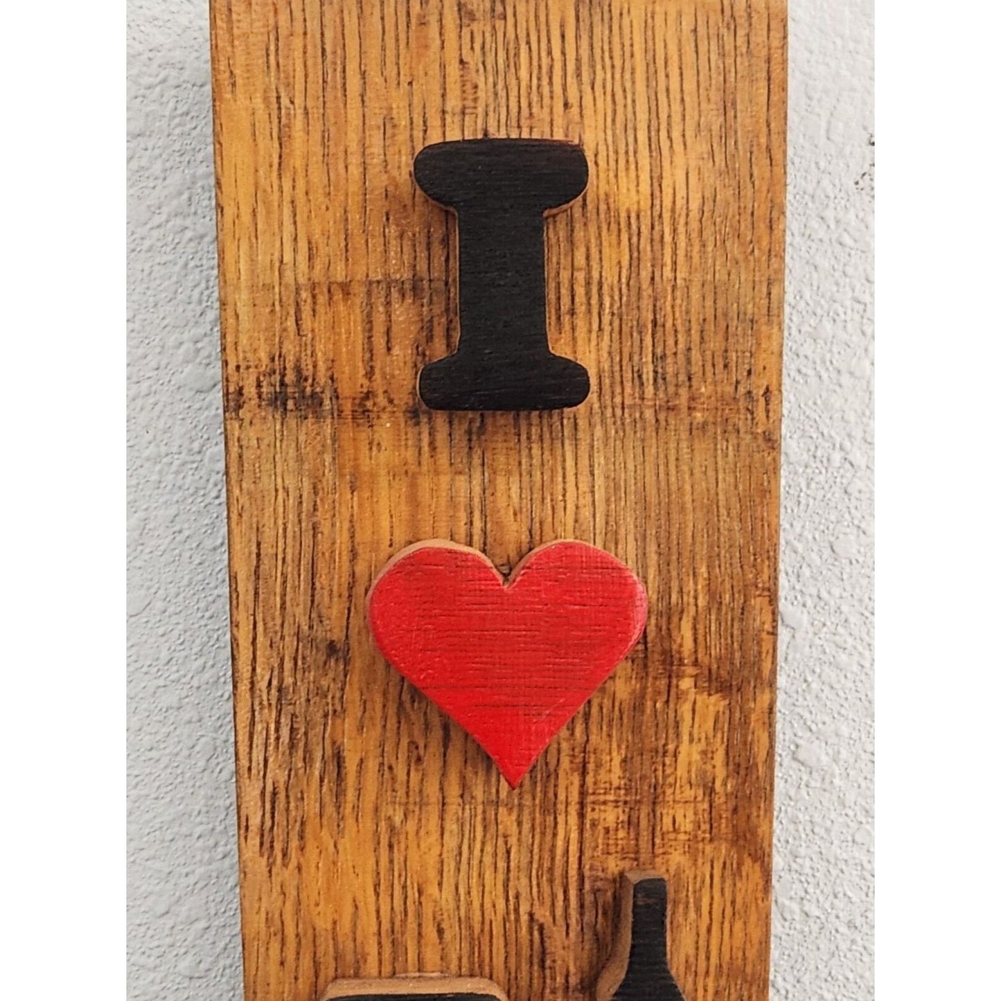 Wood Sign Wine Barrel I Heart Wine Bottle Glasses Wine Stave Toasted Painted