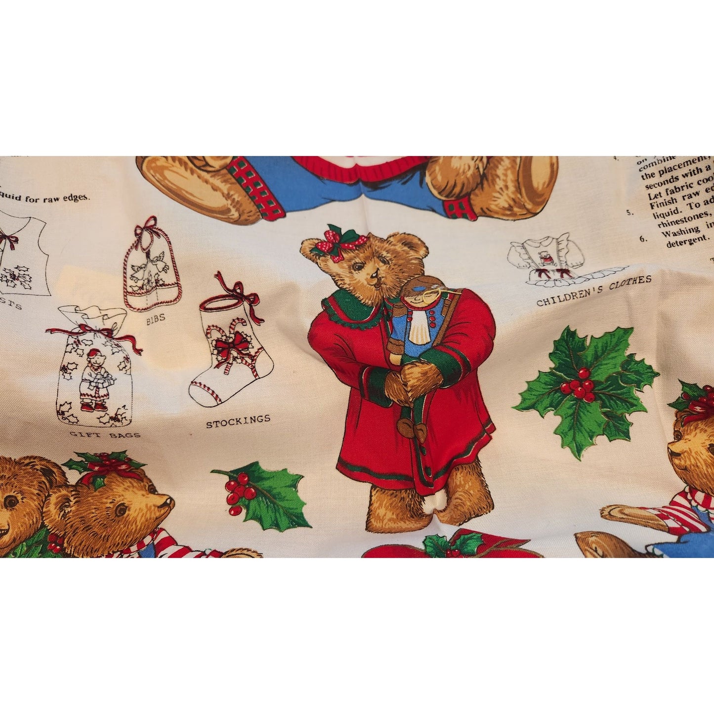 Craft Kit Peppermint Teddy Bear Applique  45" x 36"  Angels Teddy Bears Ornaments Bows