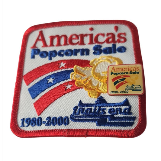 Popcorn Sales Patch + Pin Vintage Boy Cub Scouts America BSA Embroidered 1980-2000