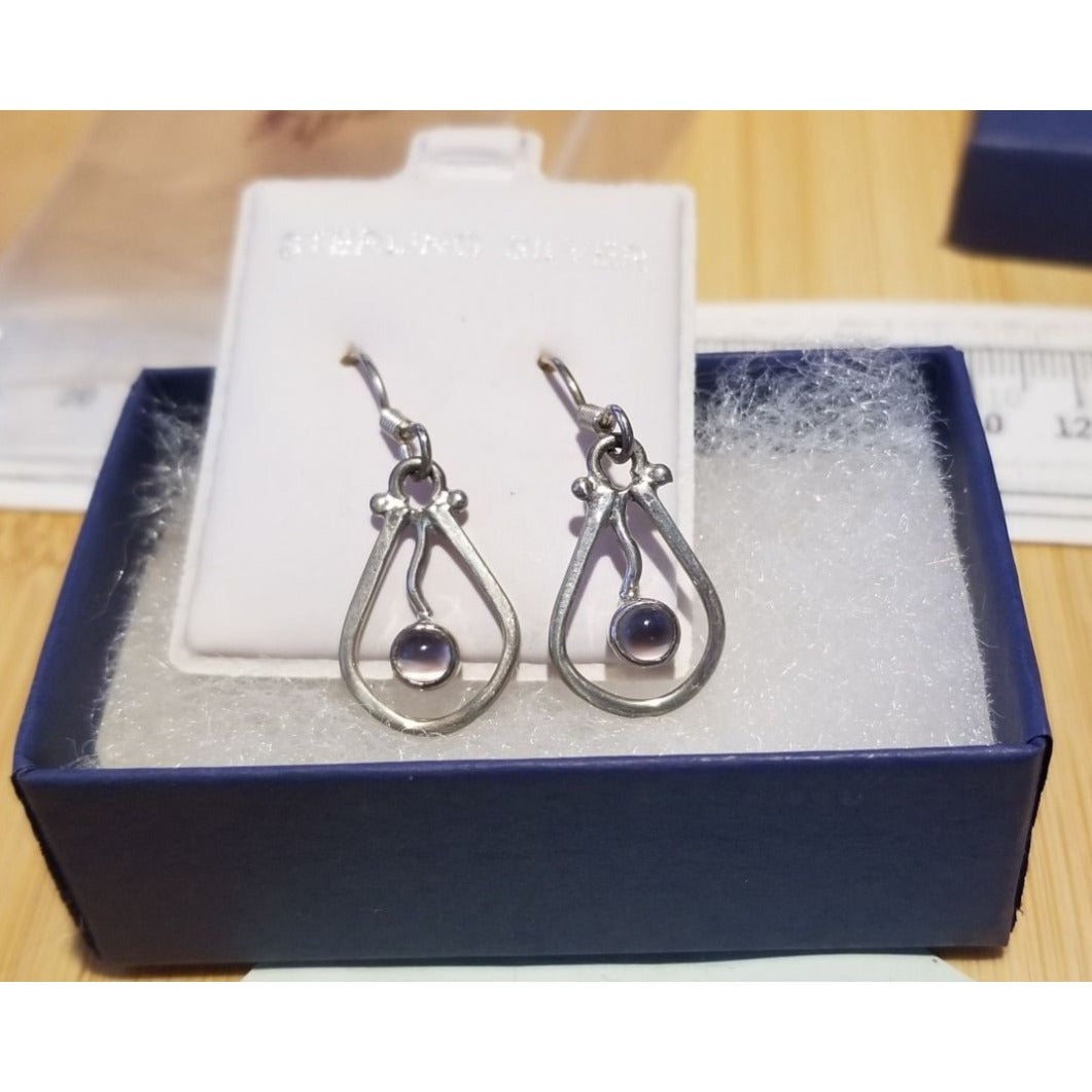 Earrings MoonStone  3  Gr 14.5 ct  20 mm  x 15 mm  Silver 925 Oval  5 mm Stone