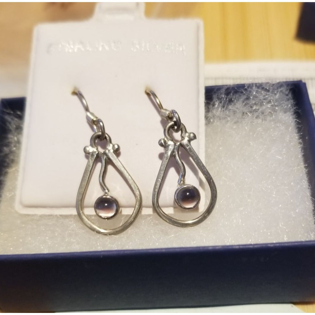 Earrings MoonStone  3  Gr 14.5 ct  20 mm  x 15 mm  Silver 925 Oval  5 mm Stone