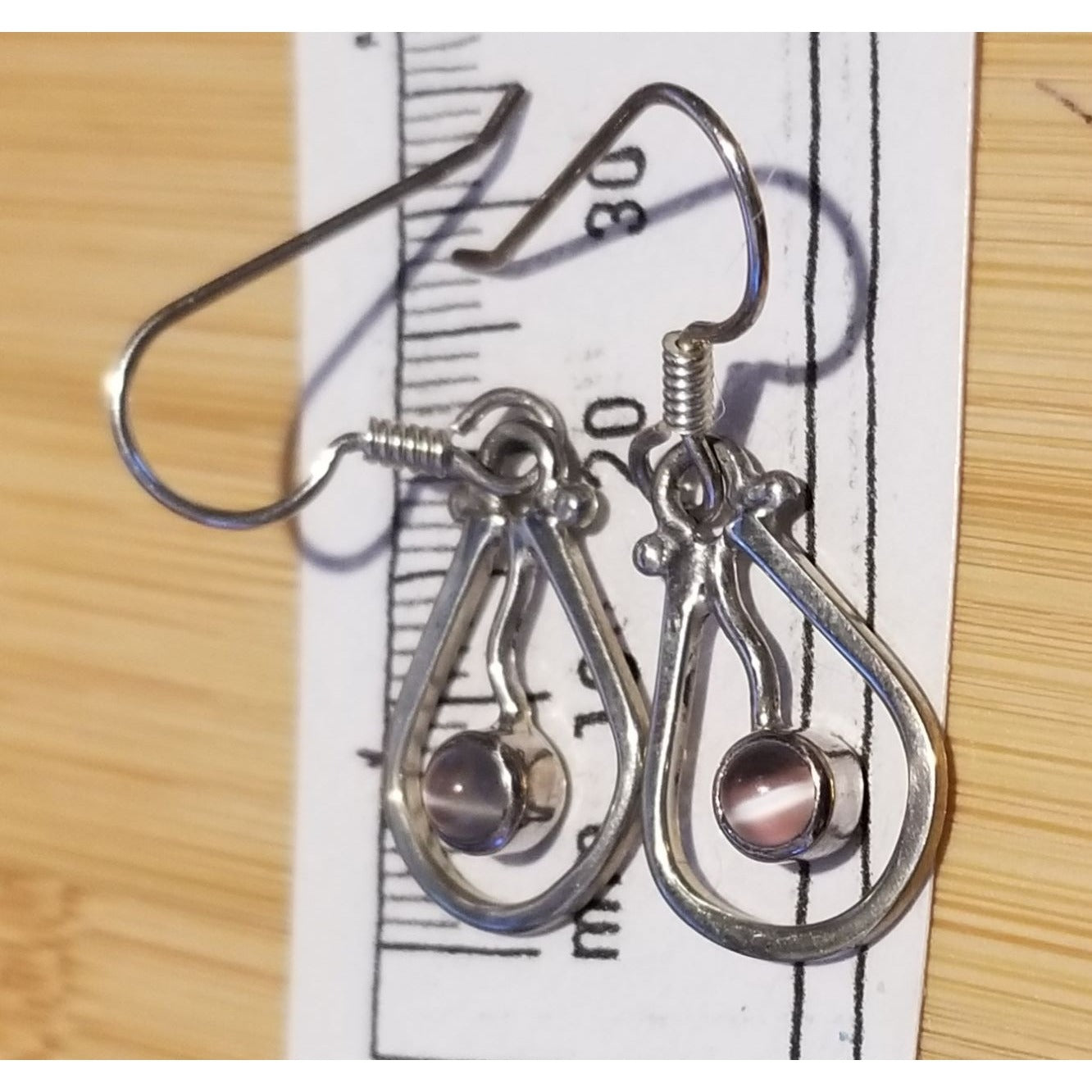 Earrings MoonStone  3  Gr 14.5 ct  20 mm  x 15 mm  Silver 925 Oval  5 mm Stone