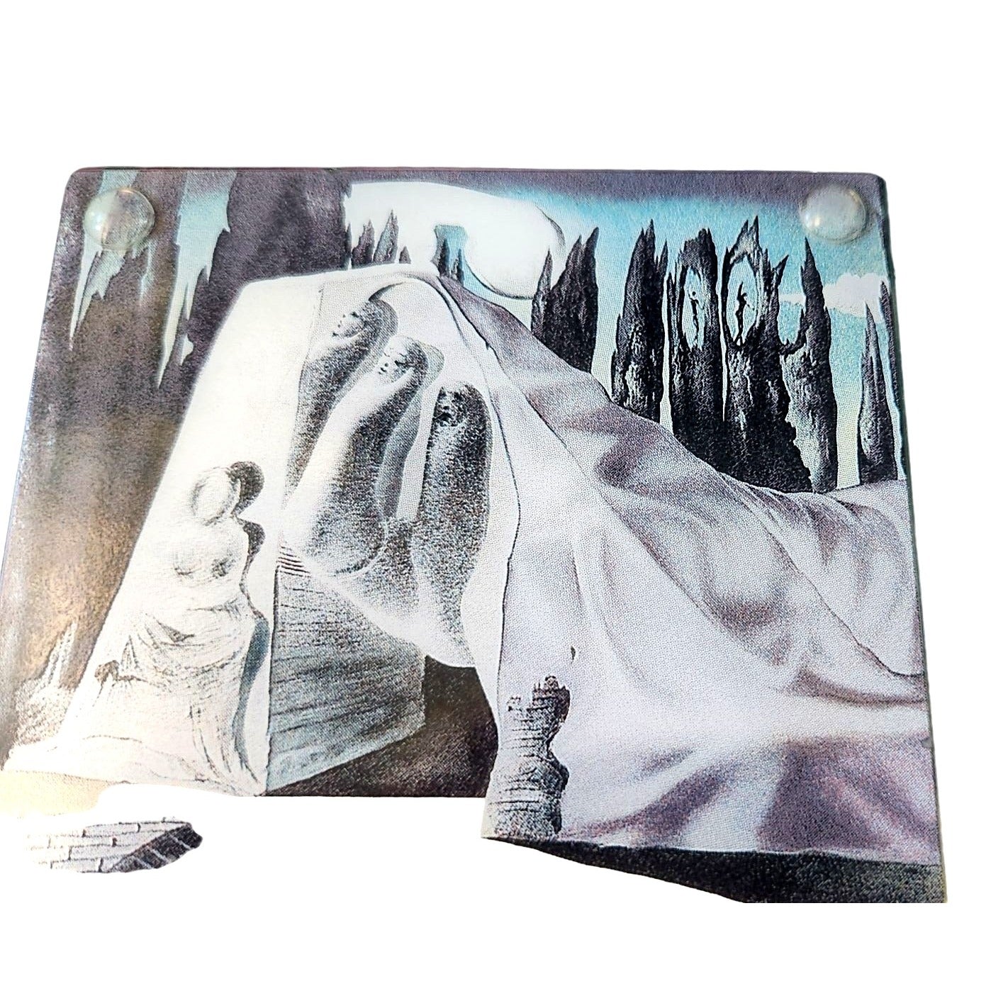 Glass Coasters Salvador Dali's Artwork Graphics  4 " x  4 "  Set of 4  Rubber Feet