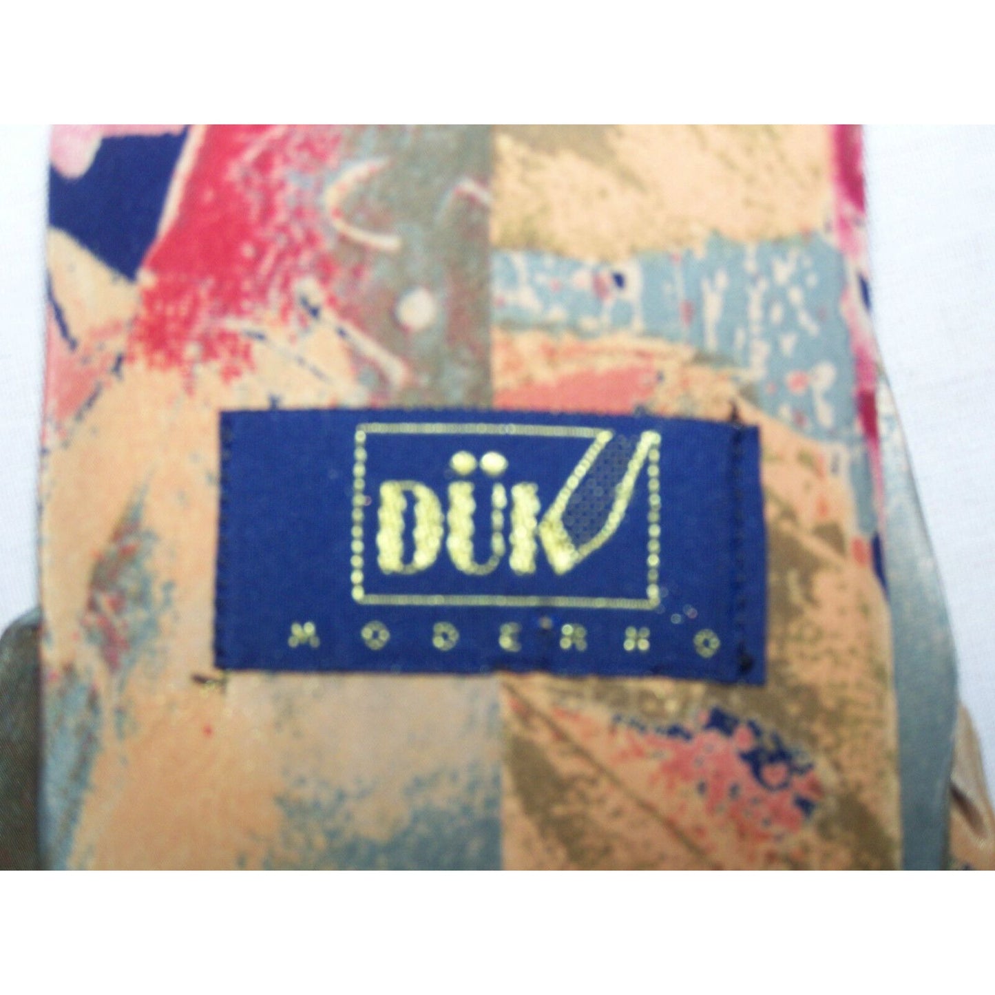 Tie Duk Morerno Tan Orange Black Cream Blue  Abstract Art  59  " L   3 1/2 " W