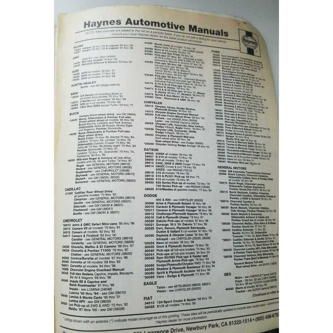 1984 thru 1991  Haynes Honda Civic All Models Teardown Rebuild Repair Manual