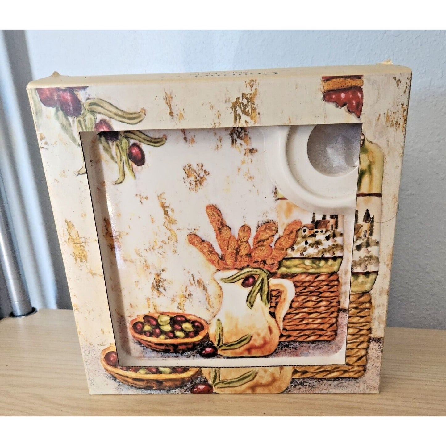 Gourmet Art Wine Glass Appetizer Plates 8" x 8"  Melamine Set of 4  Party Plates