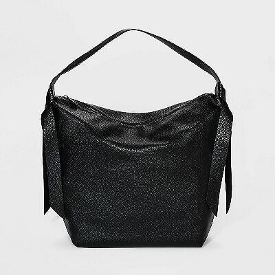 Soft Hobo Handbag - A New Day - Black Bag 16" x 16" x 6" 20" Handle 1 Zip and 2 Slit Pockets inside Purse