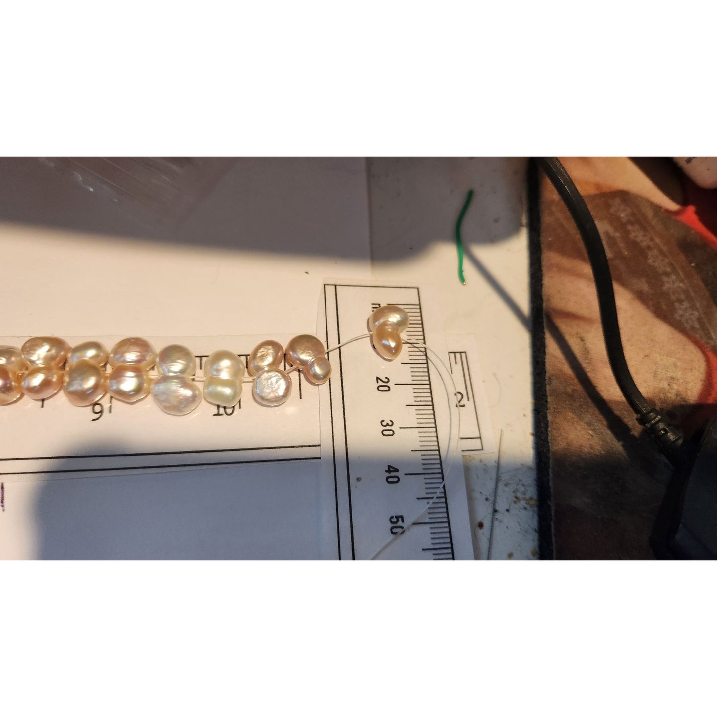Pearls 32 Freshwater Cultured 10–12mm Baroque Pearl Strand, White 11 " Strand Middle hole Slight Pink tint