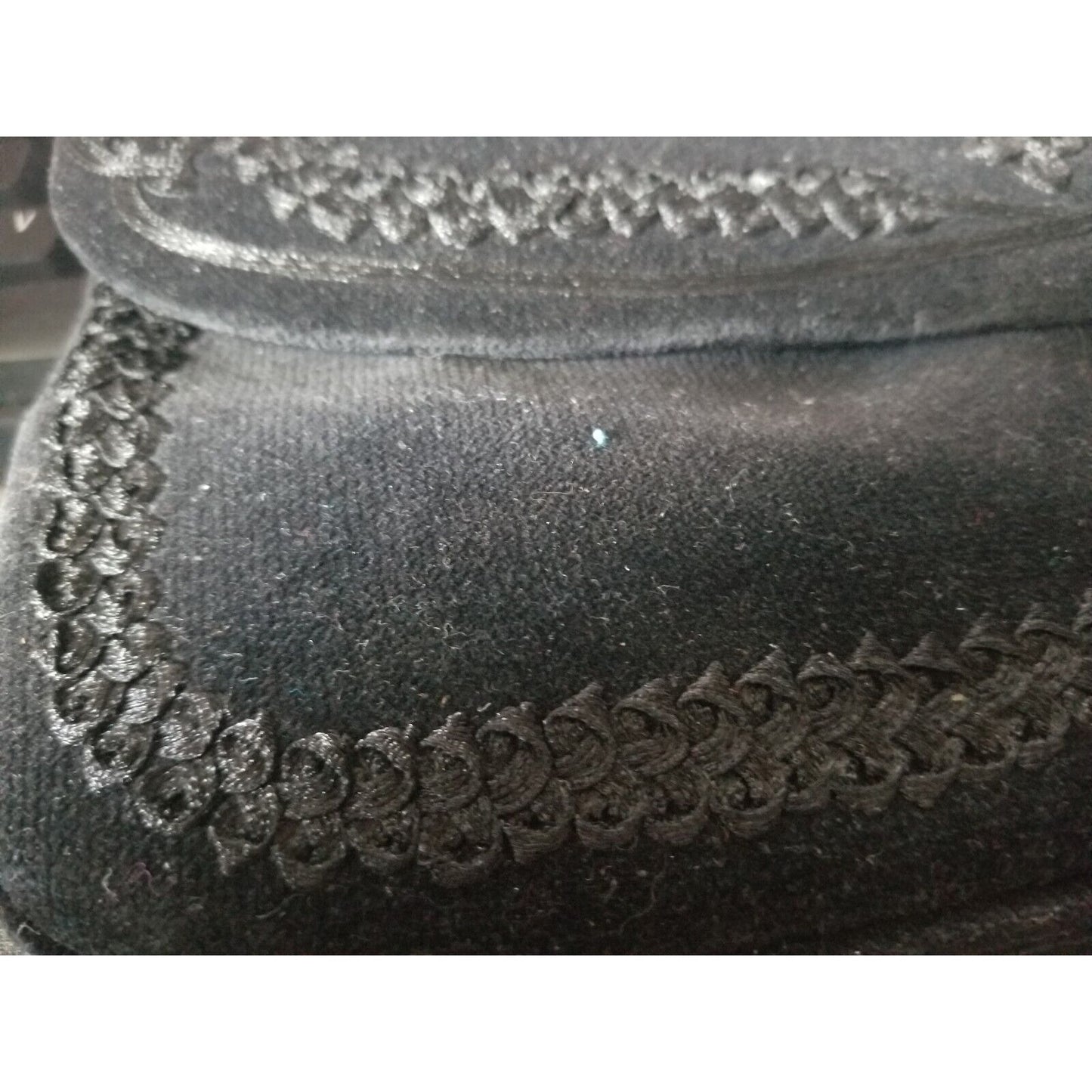 Oasis Black Purse Clutch With Short Strap Tassels Velvet Feel