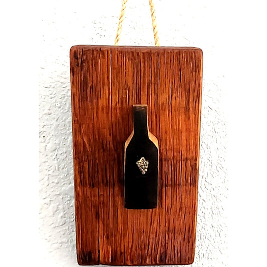 Wood Sign Wine Barrel Wine Bottle Grape Cluster Charm Dark Wine Stave Toasted
