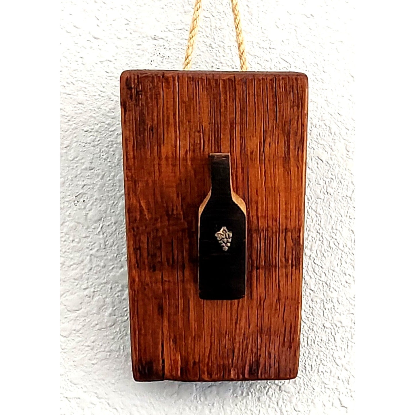 Wood Sign Wine Barrel Wine Bottle Grape Cluster Charm Dark Wine Stave Toasted