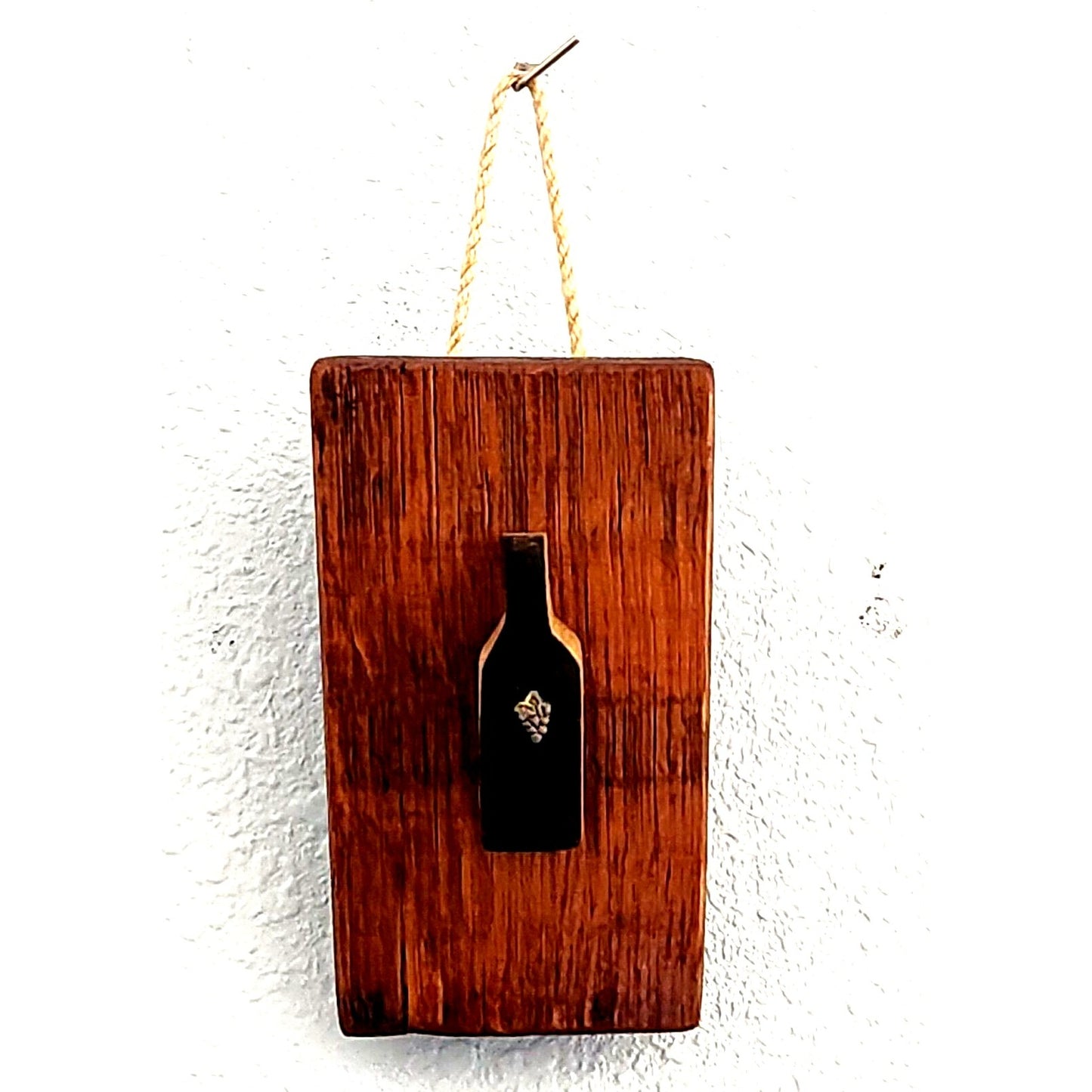 Wood Sign Wine Barrel Wine Bottle Grape Cluster Charm Dark Wine Stave Toasted