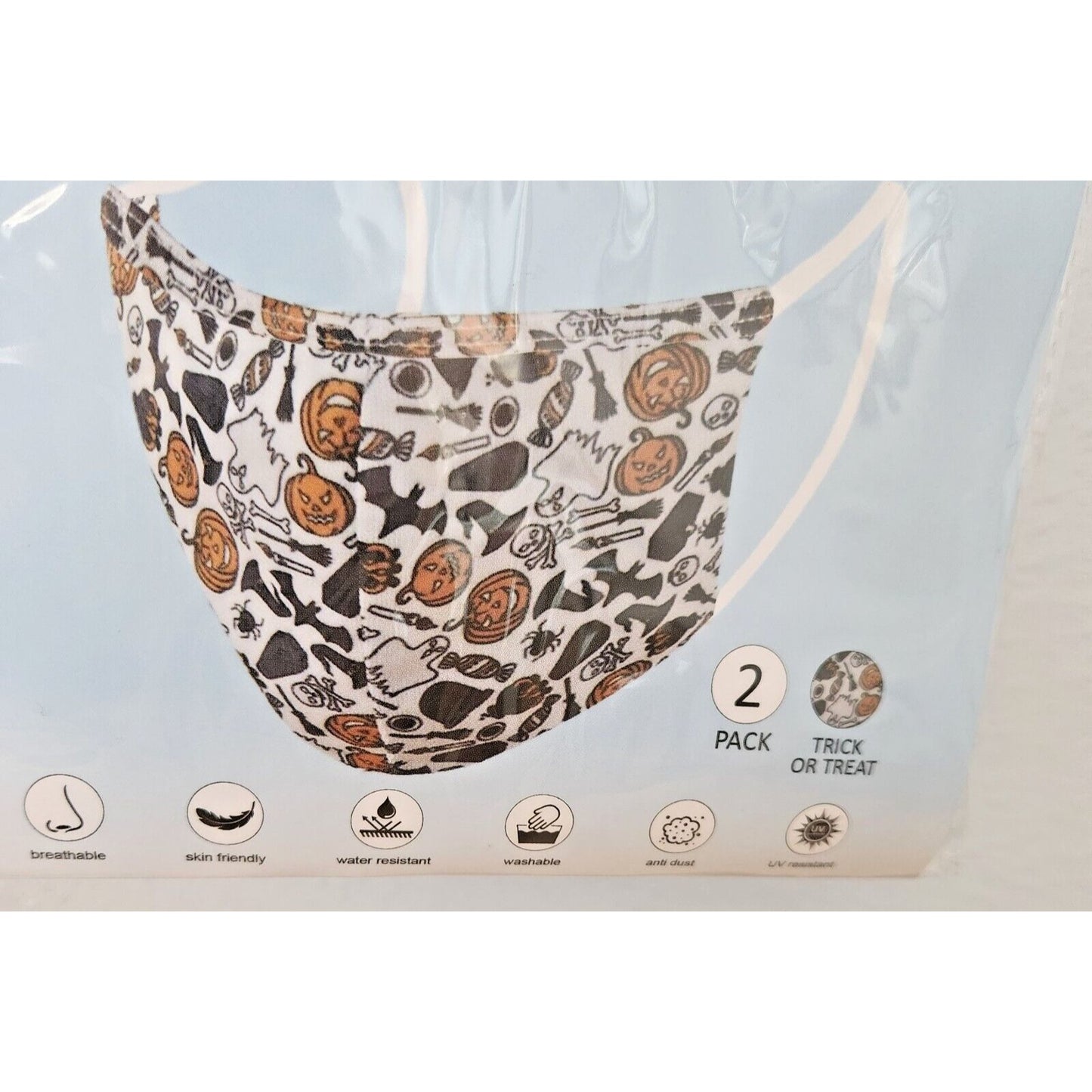 Primeware Mask Halloween Design Adult 2 pack 2 layers 100 % Polyester Washable