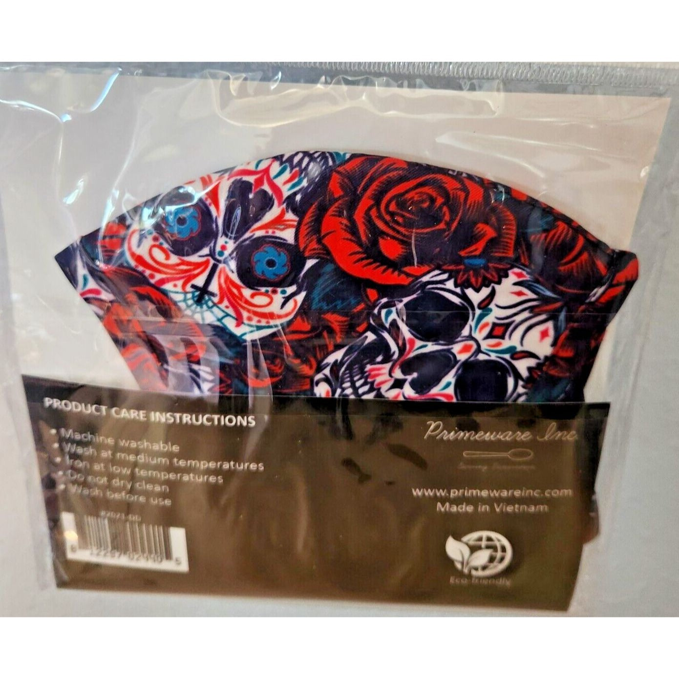 Primeware Mask Roses Skull Design Adult 2 pack 2 layers 100 % Polyester Washable