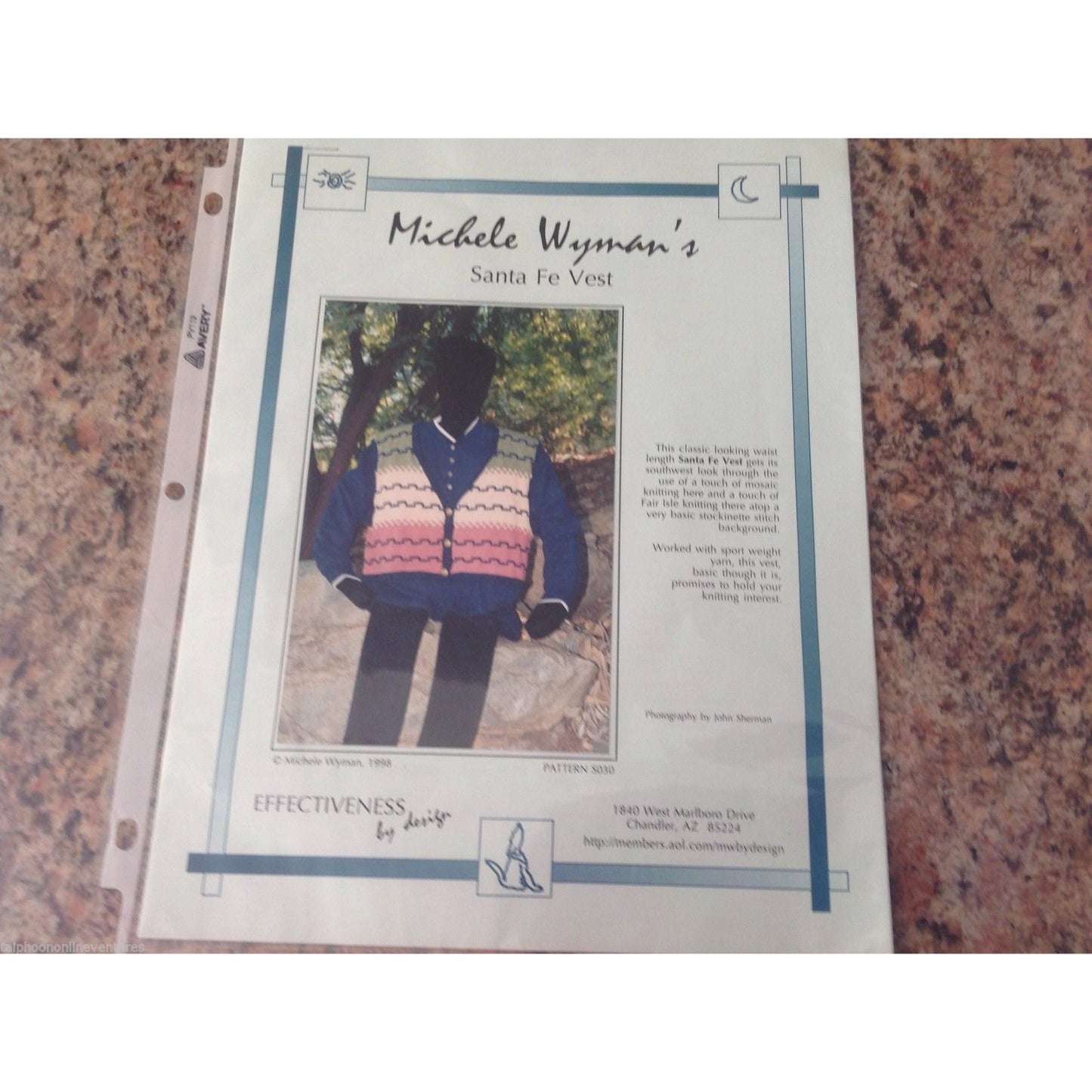 Craft Pattern Effectiveness design Michele Wyman's Santa Fe Vest Women 1998