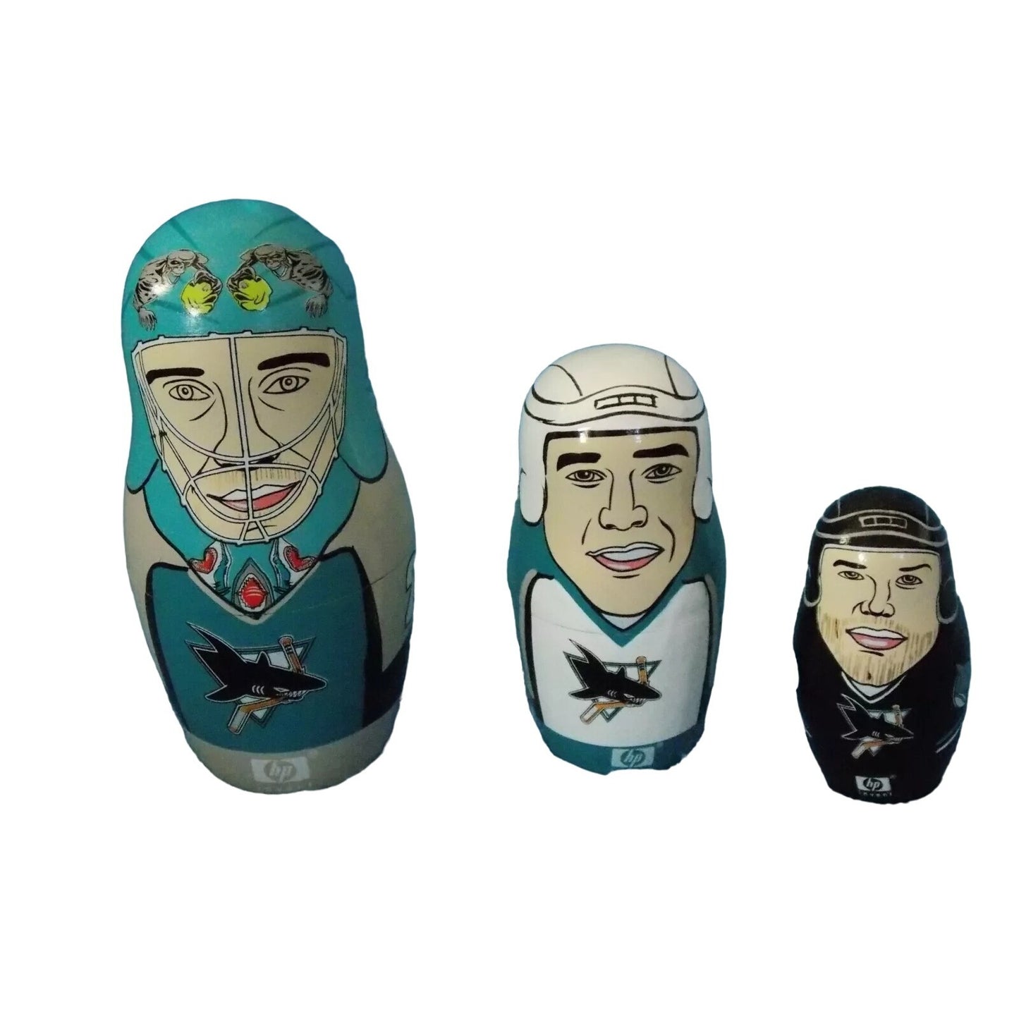 HP 2004 San Jose Sharks NHL Nesting Doll Set Nabokov, Marleau, Stuart