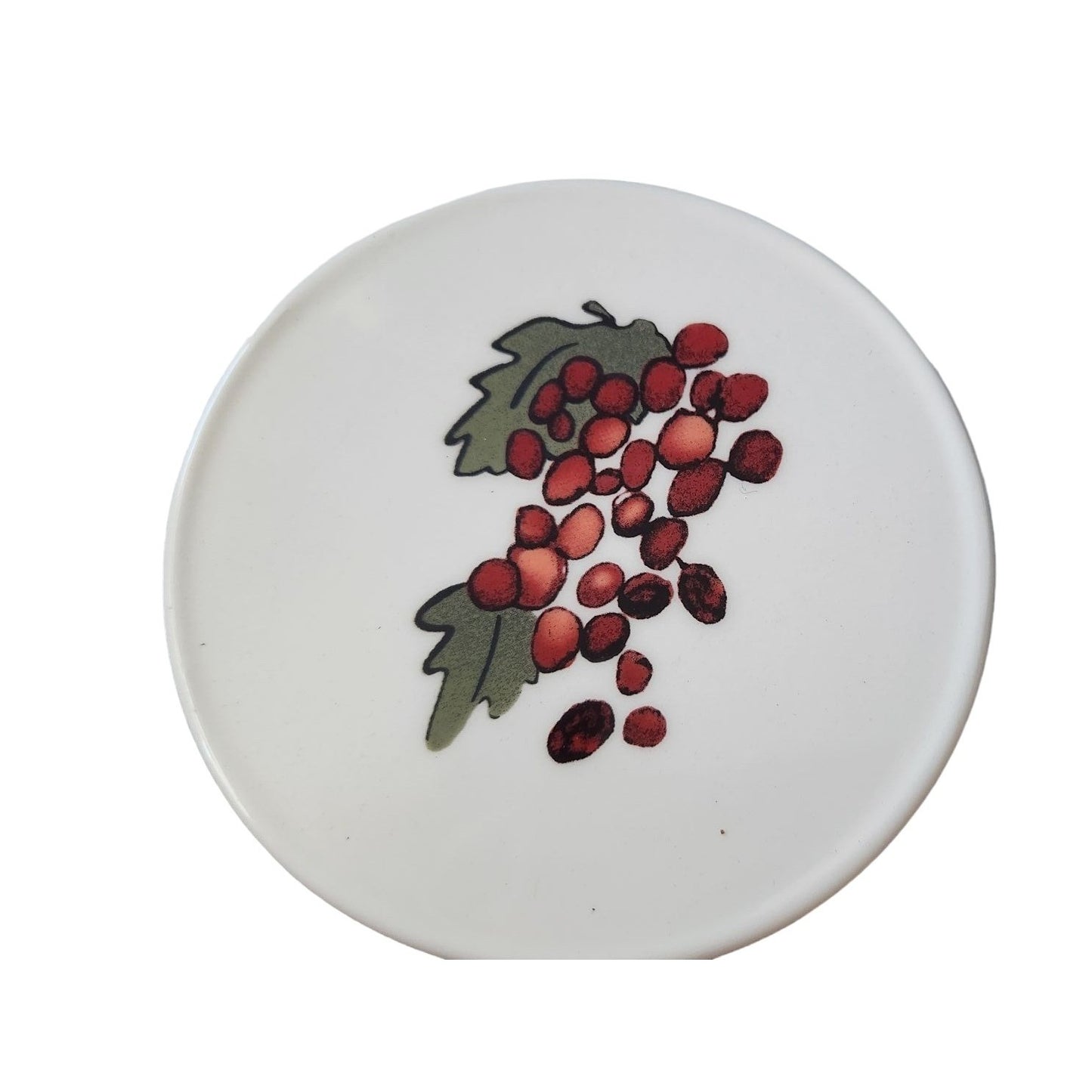 Coasters Wine Design Ceramic Rubber Feet 4" Round Grape Clusters Purple Red Ralph's Dolmite