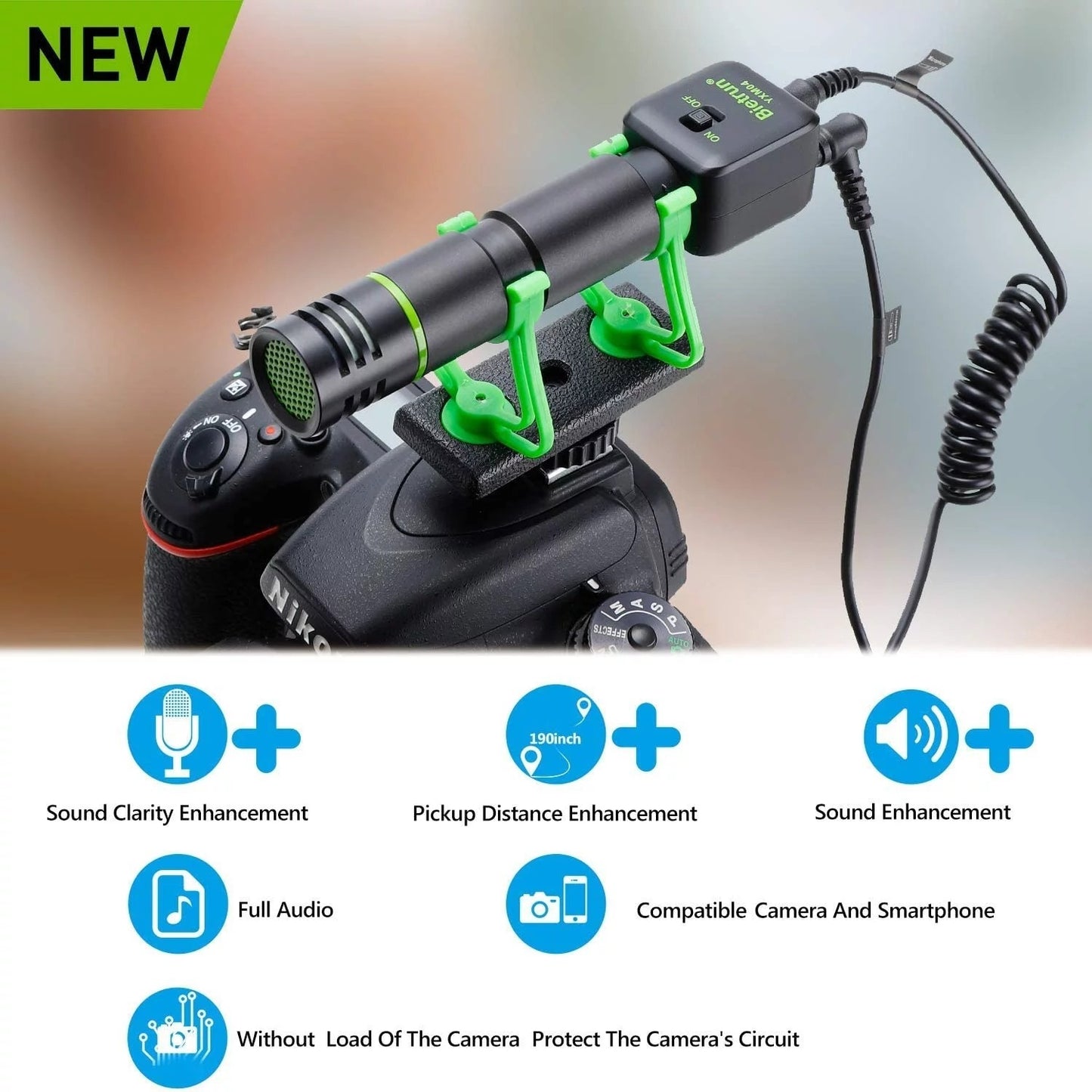 Universal Video Microphone w/ Shock Mount, Phone Stand, Windshield, Foam Cover, Shotgun Video Recording Microphone for Sony, Nikon, Canon DS