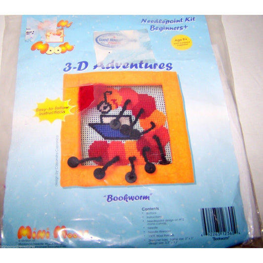 Craft Kit Mini Moose 3-D Adventures Bookworm Framed Kit Yarn Needle Buttons