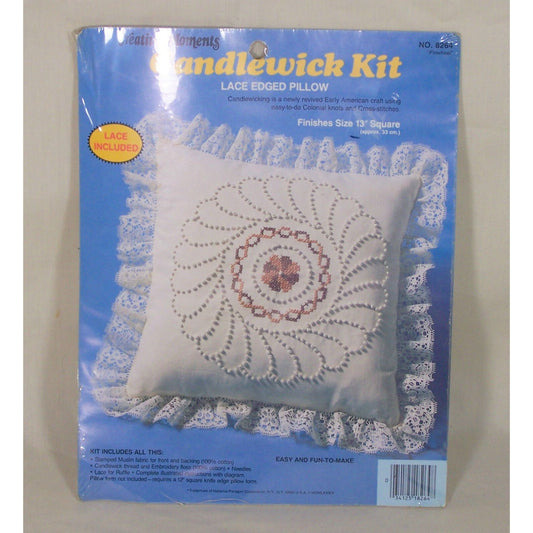 Craft Kit Candlewick Creative Moments Vintage 1983 Pin Wheel  Lace Edged Pillow