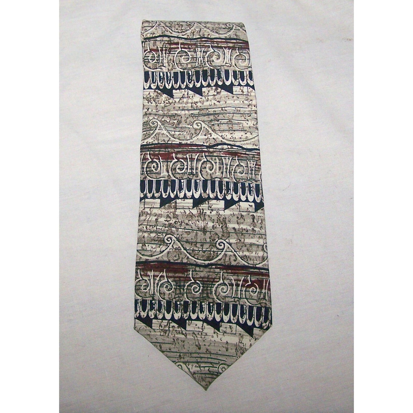 Tie Brown White Black Art Neck Tie Anthony Richards  Brand 57" Long  3 3/4" Wide