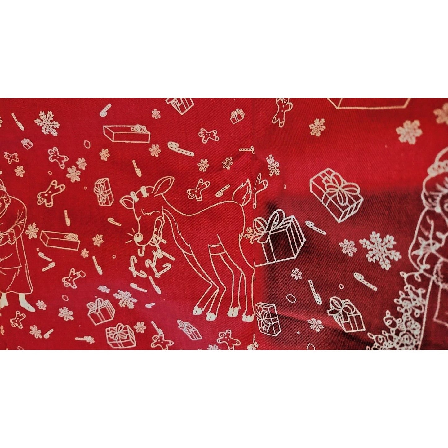 Material  Fabric Red Cotton Christmas Santa Reindeer Mrs Claus Snowmen Expelling