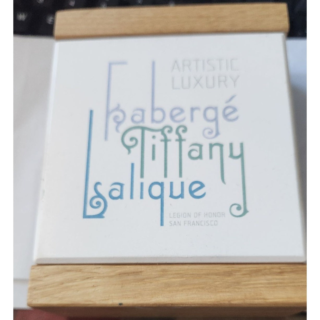 Absorbent Stone Coaster & Wood Tray Set of 4 Faberge Tiffany Cork Back